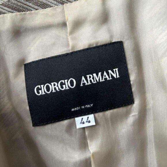 Giorgio Armani Taupe Geometric-Jacquard Linen Blend Blazer – IT 44 - US 8 - Picture 12 of 13